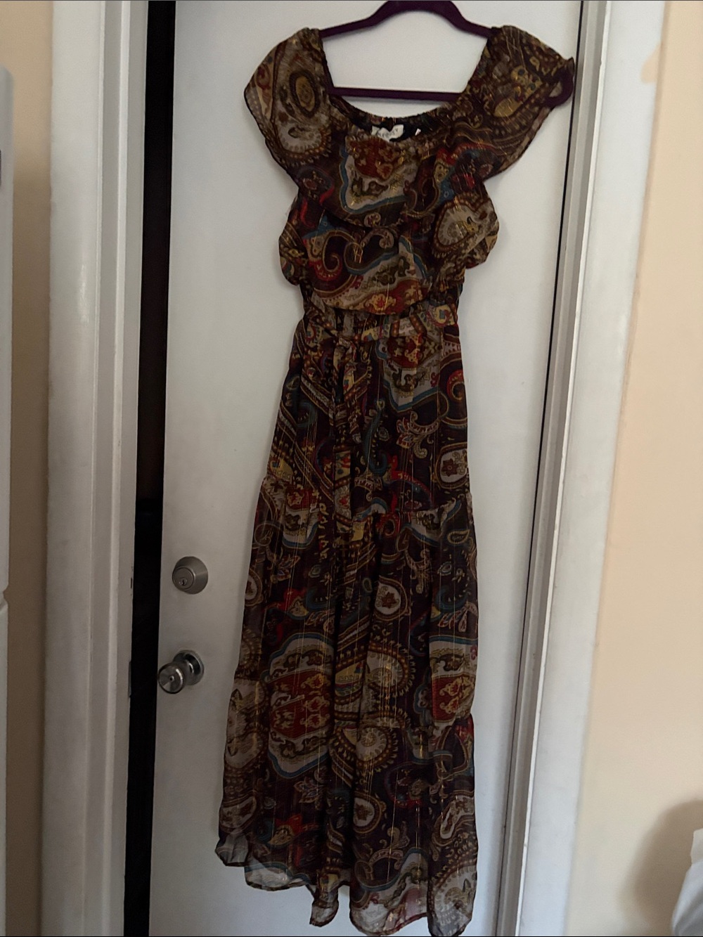 Boho Paisley Maxi Dress in Multicolor, size s.